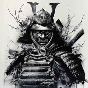 warriors-asia tattoo design ideas realistic shadowing Japanese warrior represents determination