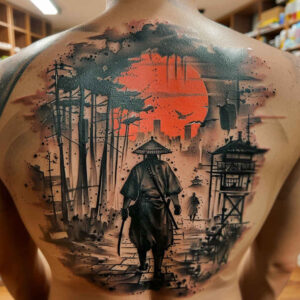warriors-asia tattoo design ideas depth perception katana blade for back of neck