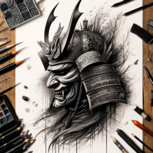 warriors-asia tattoo design ideas artistic shading mask of war stands for endurance