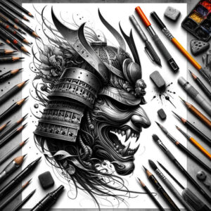 warriors-asia tattoo design ideas strong contrast rising sun determination and power