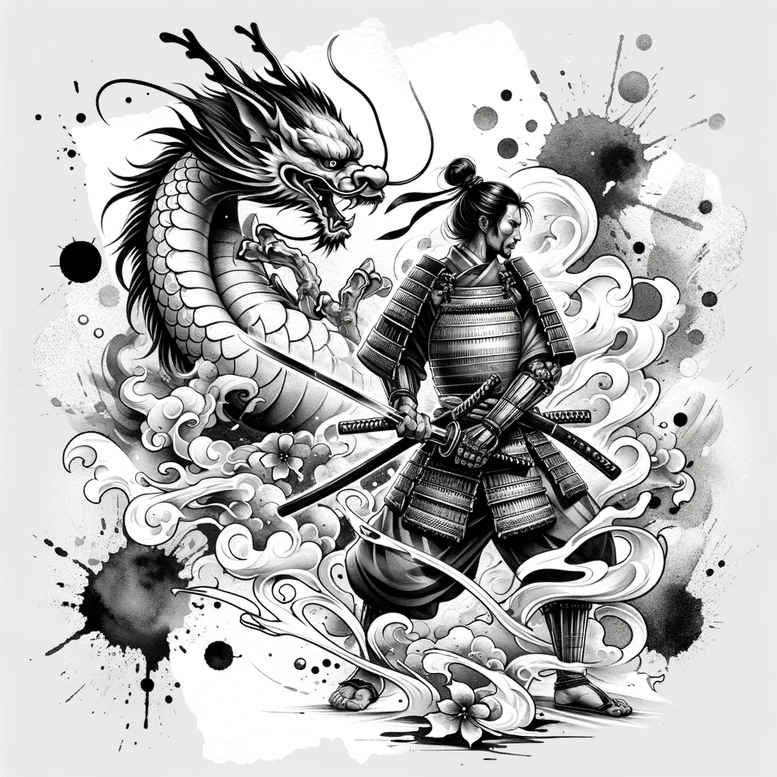 warriors-asia tattoo design ideas layered inks Ronin path for lower arm