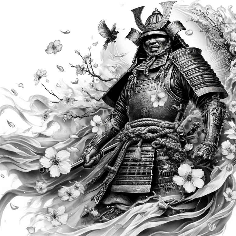 warriors-asia tattoo design ideas dynamic linework samurai lineage embodying strength