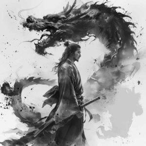 warriors-asia tattoo design ideas Surrealism shimmering forms samurai lineage meaning endurance