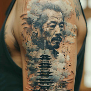 warriors-asia tattoo design ideas Realism realistic lighting samurai lineage represents endurance