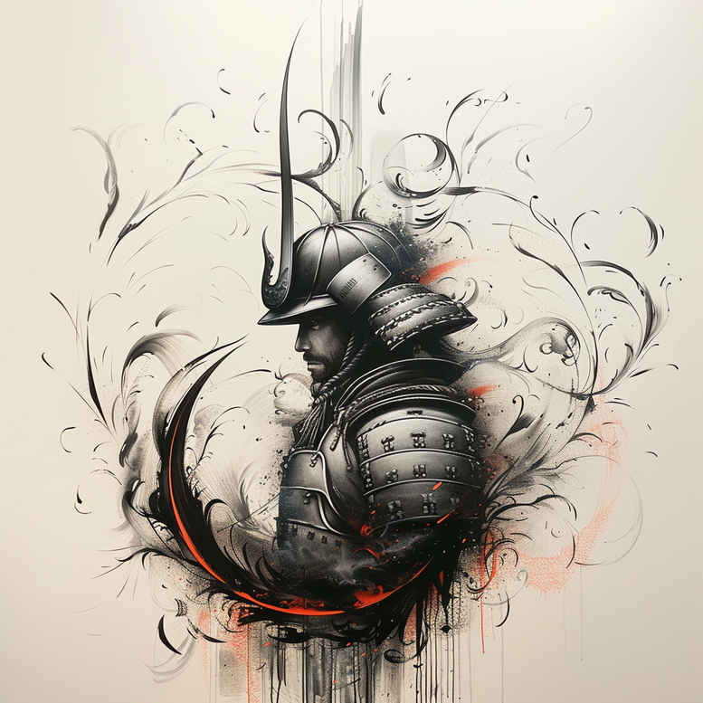 warriors-asia tattoo design ideas hyperrealistic Samurai soul embodying resilience