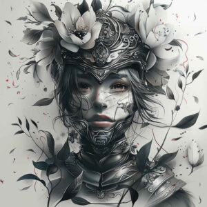 warriors-asia tattoo design ideas geometric Samurai soul for elbow