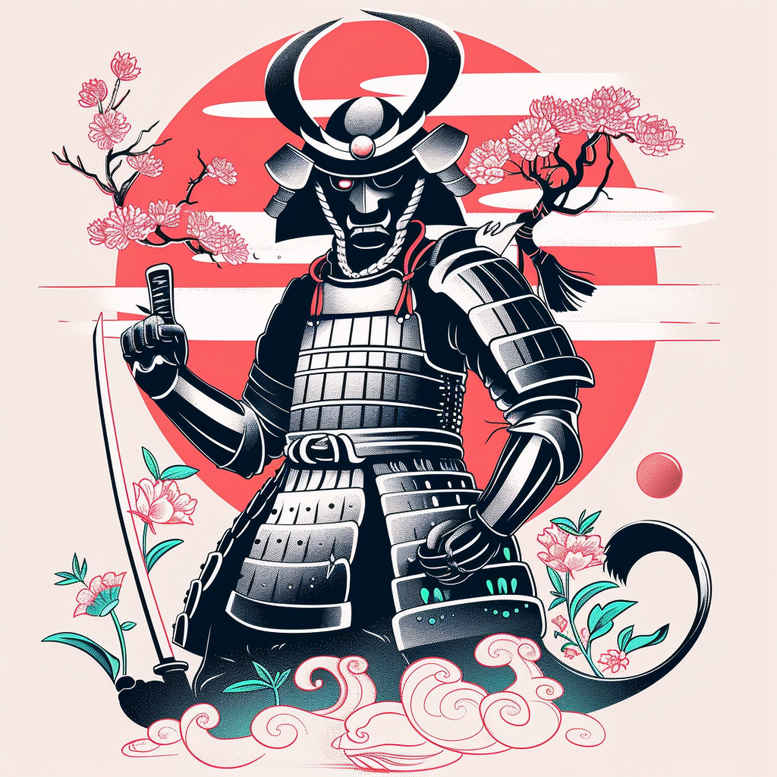 warriors-asia tattoo design ideas illustrative style Samurai soul shows determination
