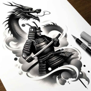 warriors-asia tattoo design ideas dream motifs Shogun force for scapula