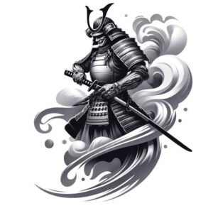 warriors-asia tattoo design ideas Surrealism fantastical elements Shogun force for upper arm