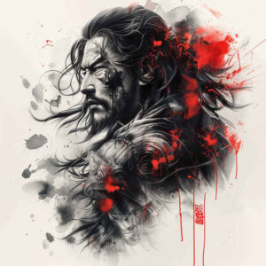 warriors-asia tattoo design ideas Surrealism fantastical elements Shogun force perseverance and power