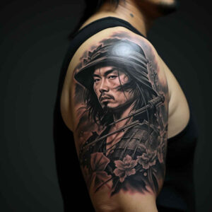 warriors-asia tattoo design ideas ultra-detailed silent warrior for lower leg