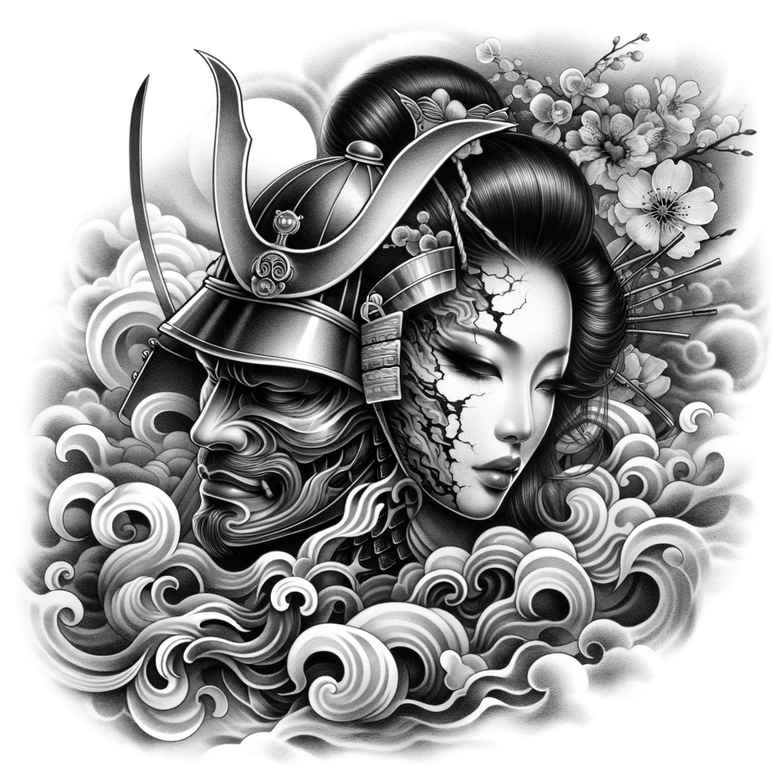warriors-asia tattoo design ideas refined contrast traditional honor symbolising perseverance