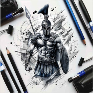 warrior-war-motif-neotraditional-deep-blacks-for-side-torso – tattoo design ideas free ai generated – Gallery: warriors-greece-inkby-ai