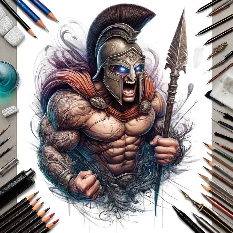 hoplite-with-ornament-realism-light-and-shadow-play-for-arm – tattoo design ideas free ai generated – Gallery: warriors-greece-inkby-ai