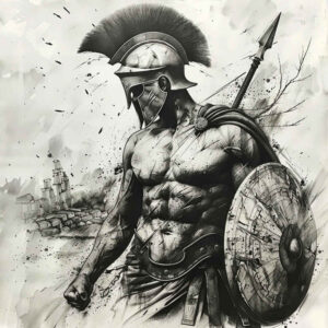 hoplite-with-ornament-realism-light-and-shadow-play-for-hip – tattoo design ideas free ai generated – Gallery: warriors-greece-inkby-ai
