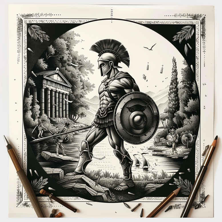 spartan-bravery-symbol-neotraditional-vintage-influence-for-upper-arm – tattoo design ideas free ai generated – Gallery: warriors-greece-inkby-ai