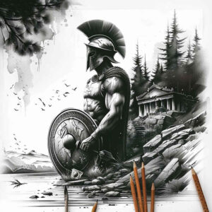 spartan-with-helmet-neotraditional-artistic-contrast-for-upper-chest – tattoo design ideas free ai generated – Gallery: warriors-greece-inkby-ai
