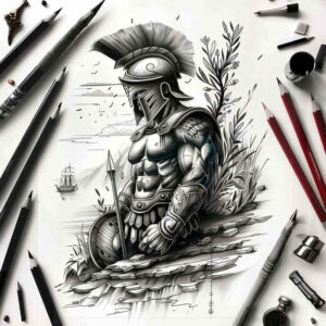 hoplite-ornamentation-neotraditional-subtle-highlights-for-neck – tattoo design ideas free ai generated – Gallery: warriors-greece-inkby-ai