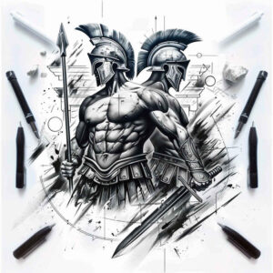 warrior-war-motif-realism-soft-highlights-for-full-back – tattoo design ideas free ai generated – Gallery: warriors-greece-inkby-ai
