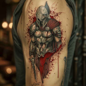 hoplite-bravery-motif-neotraditional-layered-shading-for-upper-chest – tattoo design ideas free ai generated – Gallery: warriors-greece-inkby-ai