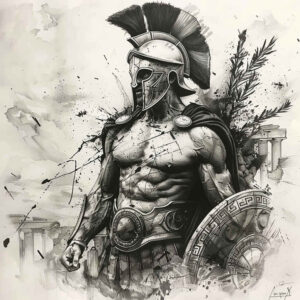 warrior-history-motif-neotraditional-classic-motifs-for-shoulder-blade – tattoo design ideas free ai generated – Gallery: warriors-greece-inkby-ai