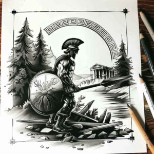 warriors-greece tattoo design ideas Neotraditional sharp edges ancient helm meaning courage