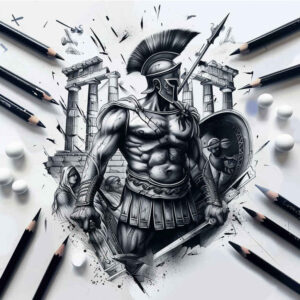 warriors-greece tattoo design ideas vibrant palette classical strength for thigh