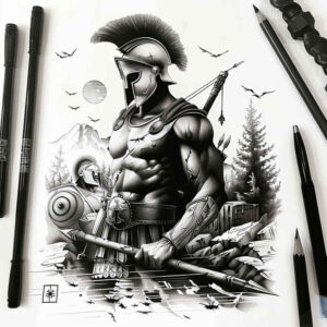 warriors-greece tattoo design ideas ink realism divine armor for ribs