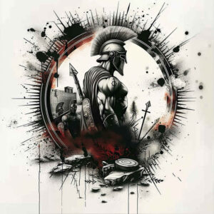 warriors-greece tattoo design ideas elaborate Greek battle shows courage