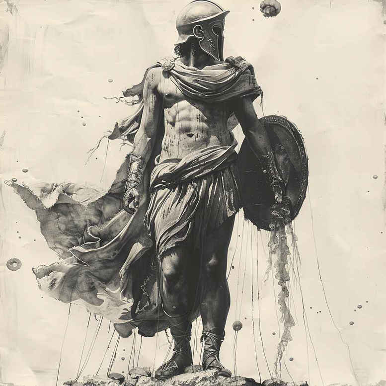 warriors-greece tattoo design ideas Surrealism unreal heroic stance meaning endurance