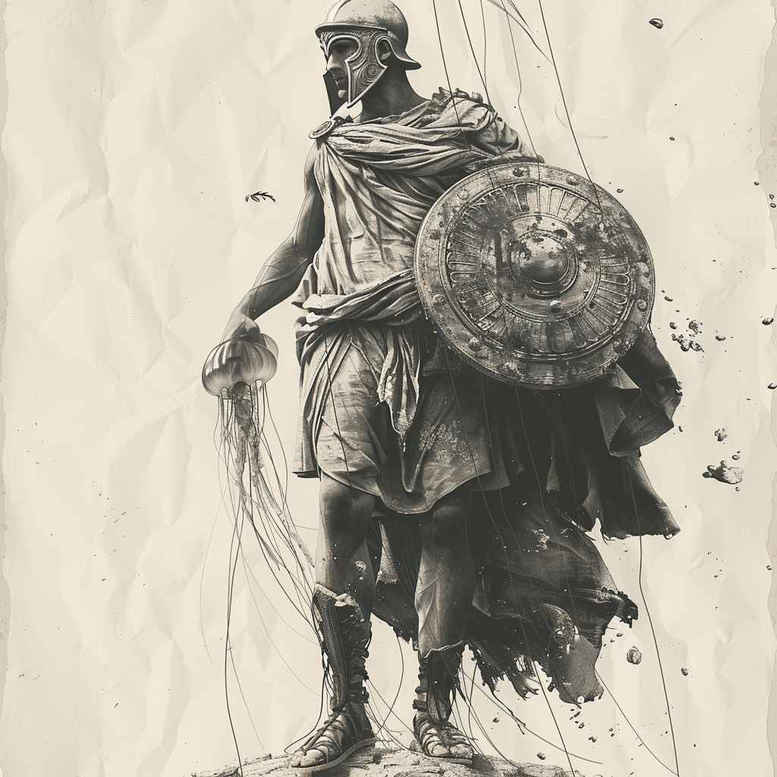 warriors-greece tattoo design ideas Realism realistic wrinkles heroic stance symbolising determination