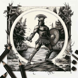 warriors-greece tattoo design ideas Surrealism ghostly shapes historic war symbol of determination