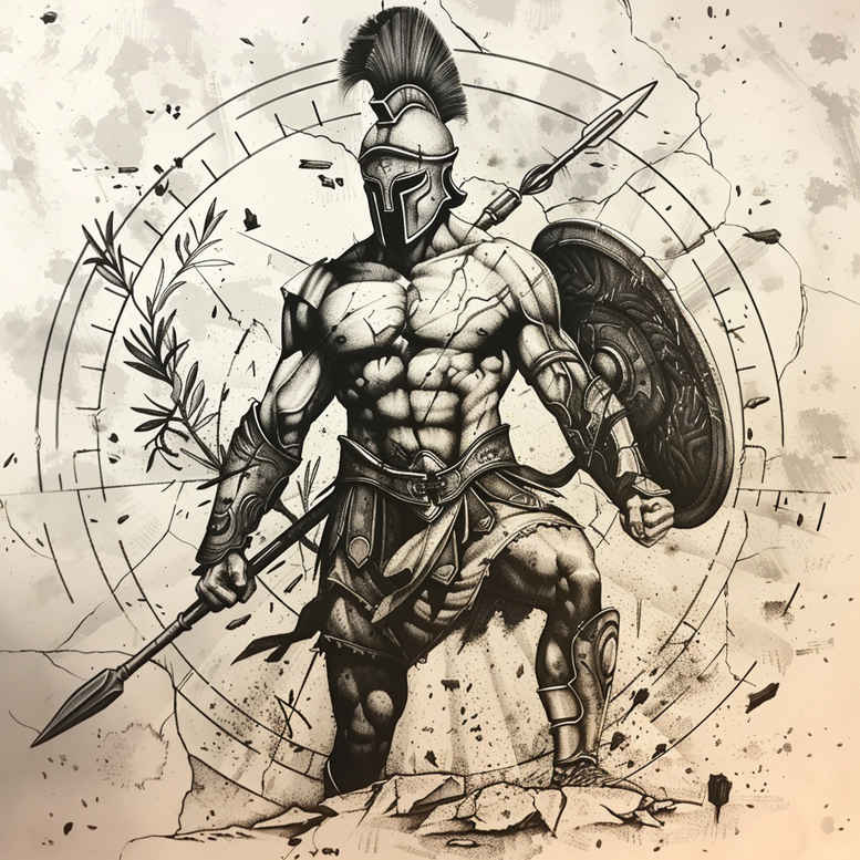 warriors-greece tattoo design ideas subtle highlights Hoplite stance symbol of strength