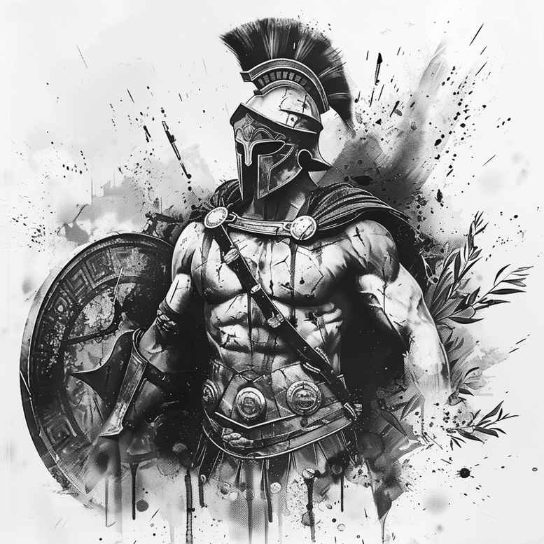 warriors-greece tattoo design ideas strong outlines mythic symbol courage and power