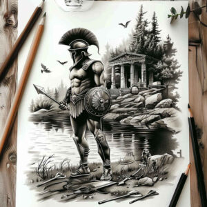 warriors-greece tattoo design ideas Realism visual truth mythic symbol meaning endurance