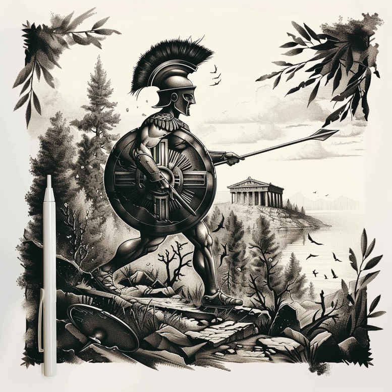 warriors-greece tattoo design ideas structured design noble might for fingers