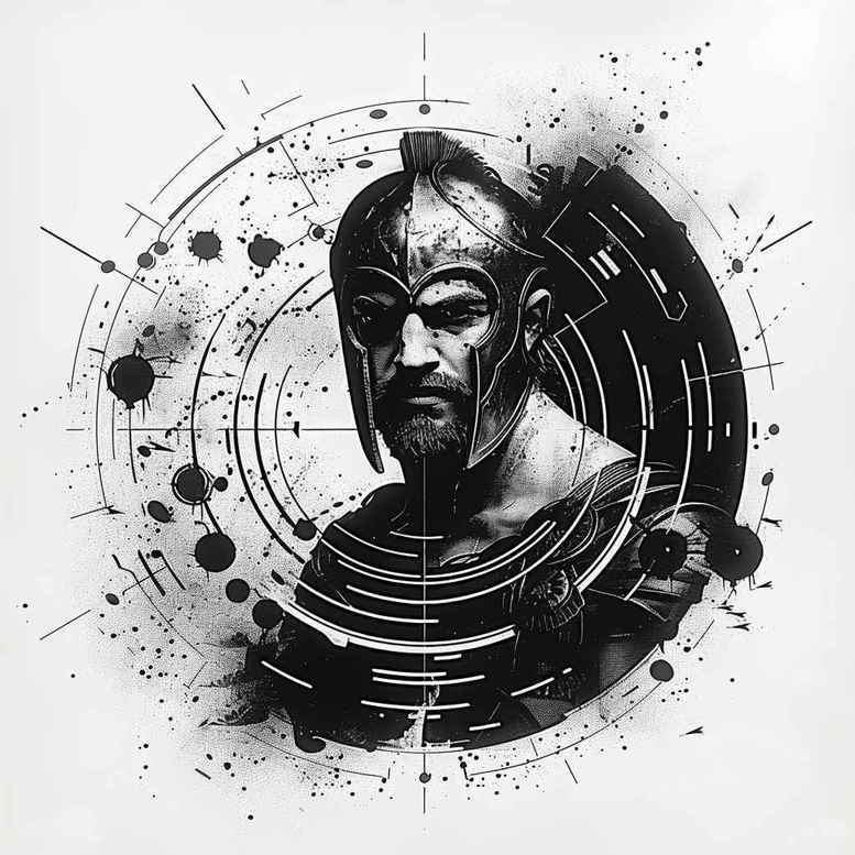 warriors-greece tattoo design ideas Surrealism psychological depth noble might for shoulder blade