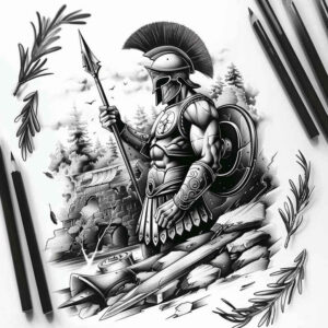 warriors-greece tattoo design ideas glowing sacred combat strength and power