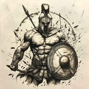 warriors-greece tattoo design ideas detailed linework spear force for wrist