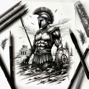 warriors-greece tattoo design ideas artistic flair spear force meaning determination