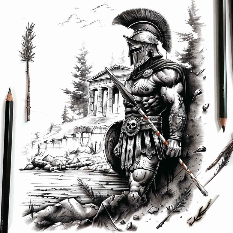 spartan-battle-motif-realism-cgi-realism-for-nape – tattoo design ideas free ai generated – Gallery: warriors-greece-inkby-ai
