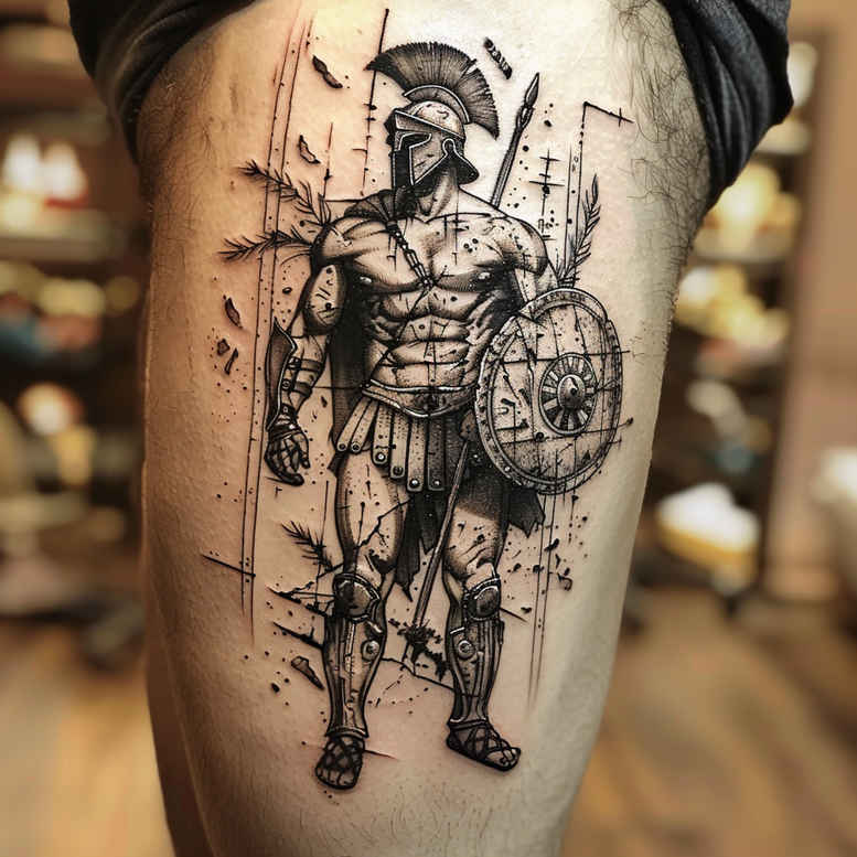 warrior-honor-motif-for-men-realism-depth-illusion-for-neck – tattoo design ideas free ai generated – Gallery: warriors-greece-inkby-ai
