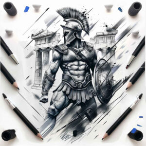 spartan-strength-motif-neotraditional-bold-texture-for-ribs – tattoo design ideas free ai generated – Gallery: warriors-greece-inkby-ai
