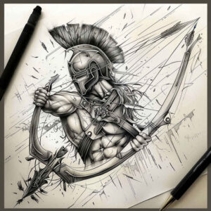 knight-tradition-motif-neotraditional-dynamic-color-for-sternum – tattoo design ideas free ai generated – Gallery: warriors-inkby-ai
