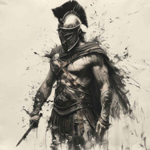 spartan-with-helmet-neotraditional-dynamic-color-for-upper-thigh – tattoo design ideas free ai generated – Gallery: warriors-inkby-ai