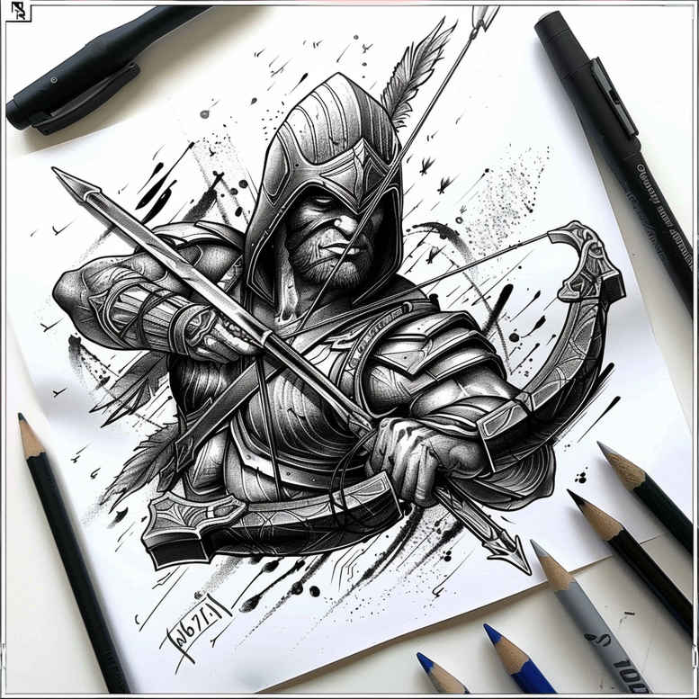 knight-tattoo-realism-realistic-wrinkles-for-shin – tattoo design ideas free ai generated – Gallery: warriors-inkby-ai