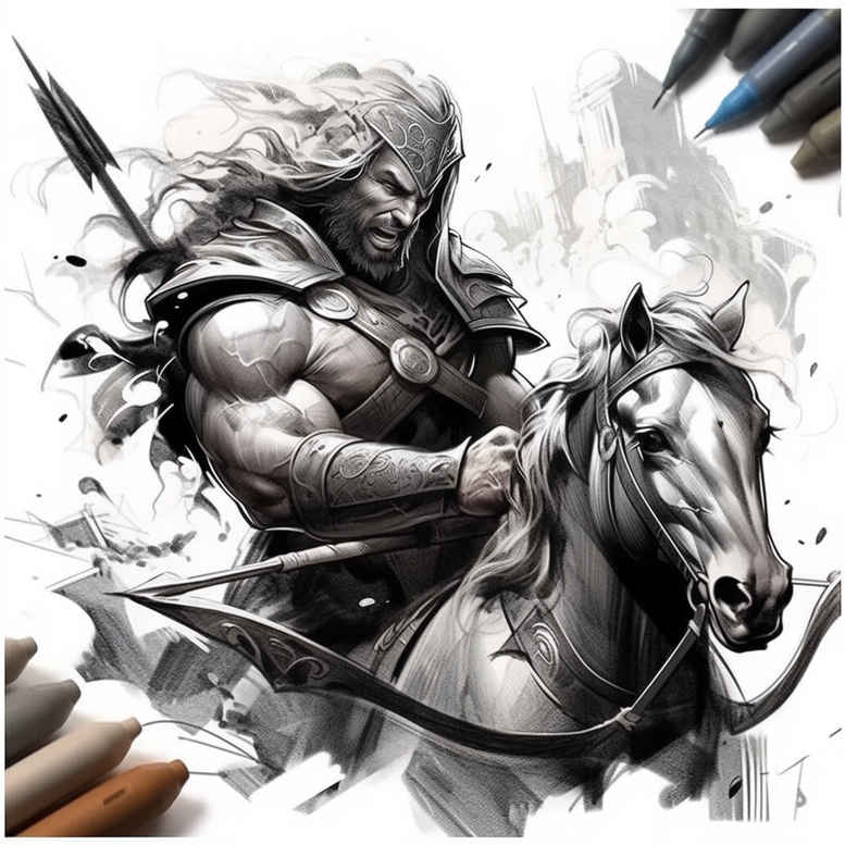 warrior-in-motion-neotraditional-color-depth-for-upper-chest – tattoo design ideas free ai generated – Gallery: warriors-inkby-ai