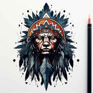 spiritual-motif-tattoo-neotraditional-classic-composition-for-collarbone – tattoo design ideas free ai generated – Gallery: warriors-native-american-inkby-ai