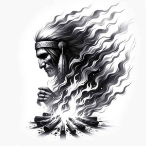 warriors-native-american tattoo design ideas dynamic shapes eagle connection for lower thigh