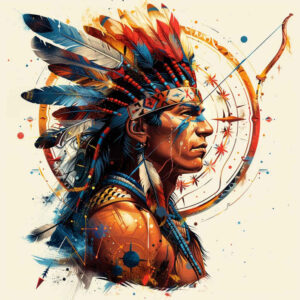 warriors-native-american tattoo design ideas Surrealism vibrant contrasts earth fighter for upper shoulder
